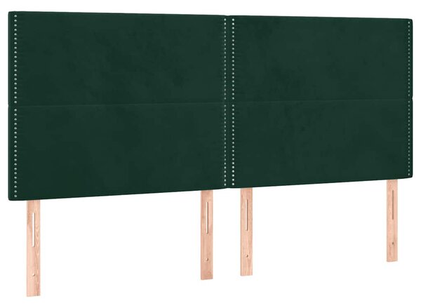 Box spring postel s matrací a LED tmavě zelená 200x200 cm samet 3136086
