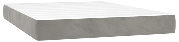 Box spring postel s matrací a LED světle šedá 140x190 cm samet 3136179