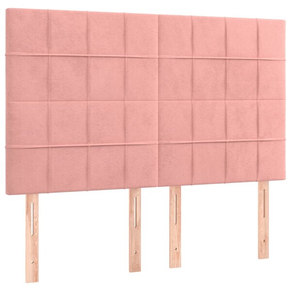 Box spring postel s matrací a LED růžová 140x190 cm samet 3136124