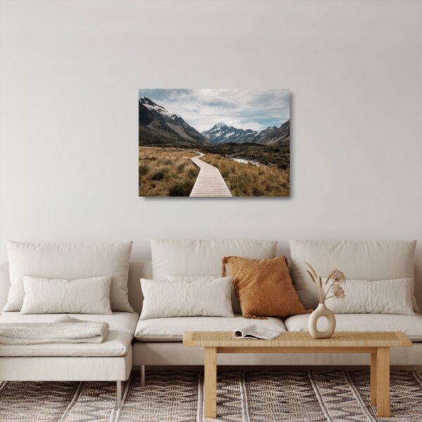 Skleněný obraz - Chodník v údolí hory Mt. Cook (70x50 cm)