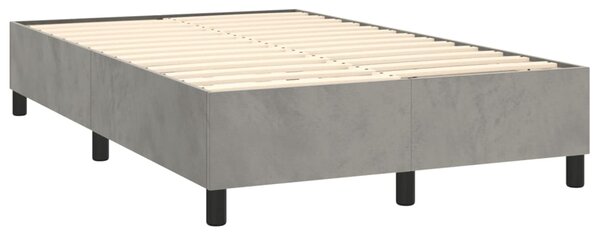 Box spring postel s matrací a LED světle šedá 120x200 cm samet 3136173