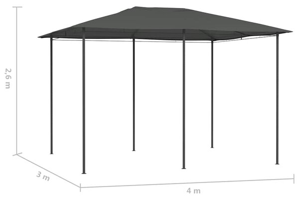 Altán 3 x 4 x 2,6 m antracitový 160 g/m² 313616