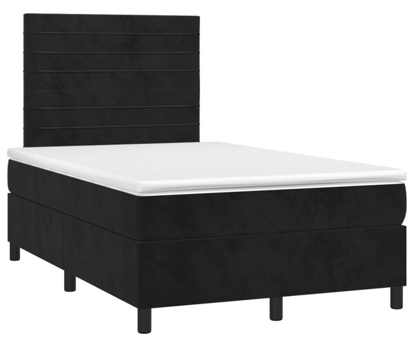 Box spring postel s matrací a LED černá 120x200 cm samet 3136175