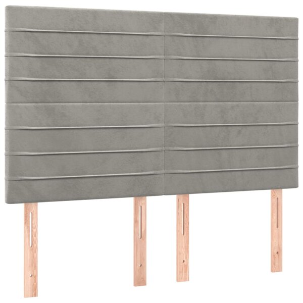Box spring postel s matrací a LED světle šedá 140x190 cm samet 3136179