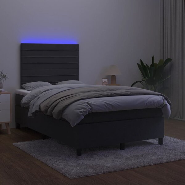 Box spring postel s matrací a LED černá 120x200 cm samet 3136175