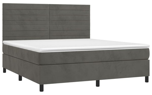 Box spring postel s matrací a LED tmavě šedá 160x200 cm samet 3136192