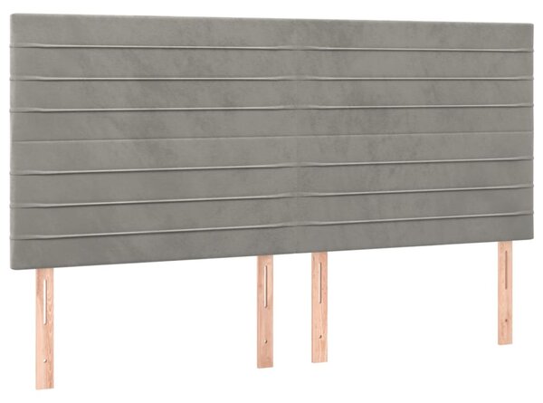 Box spring postel s matrací a LED světle šedá 200x200 cm samet 3136203