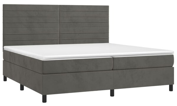 Box spring postel s matrací a LED tmavě šedá 200x200 cm samet 3136204