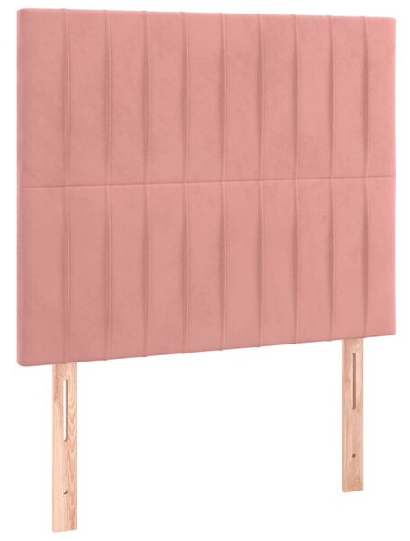 Box spring postel s matrací a LED růžová 120x200 cm samet 3136238