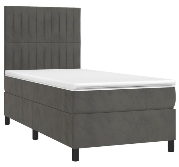 Box spring postel s matrací a LED tmavě šedá 80 x 200 cm samet 3136210