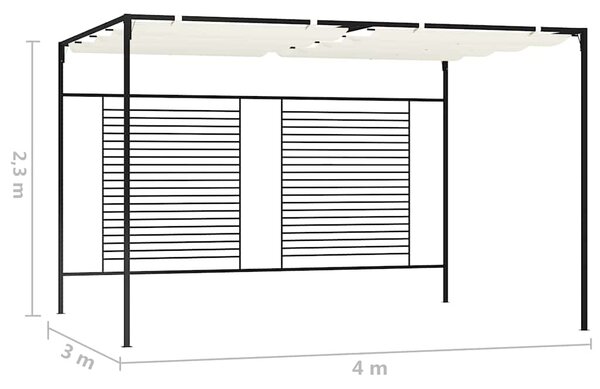 Altán se zatahovací střechou 3 x 4 x 2,3 m krémový 180 g/m² 313623