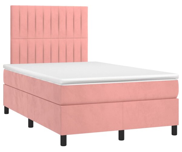 Box spring postel s matrací a LED růžová 120x200 cm samet 3136238
