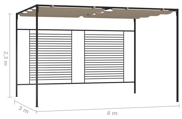 Altán se zatahovací střechou 3 x 4 x 2,3 m taupe 180 g/m² 313624
