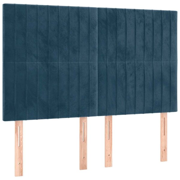 Box spring postel s matrací a LED tmavě modrá 140x190 cm samet 3136243