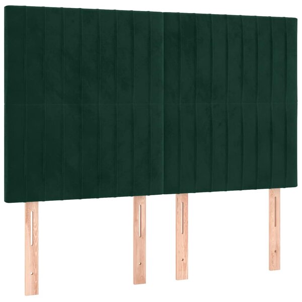 Box spring postel s matrací a LED tmavě zelená 140x190 cm samet 3136242