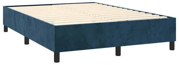 Box spring postel s matrací a LED tmavě modrá 140x190 cm samet 3136243