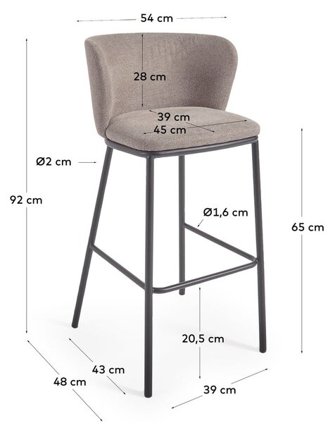 Světle hnědá barová židle (výška sedáku 65 cm) Ciselia – Kave Home