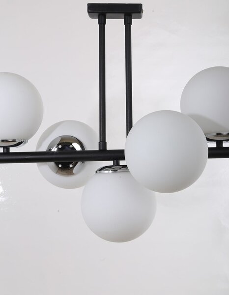 Černo-bílé stropní svítidlo se skleněným stínidlem ø 15 cm Sail – Squid Lighting