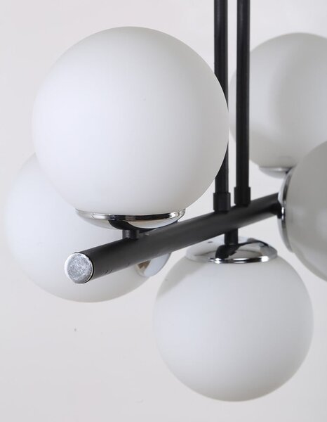 Černo-bílé stropní svítidlo se skleněným stínidlem ø 15 cm Sail – Squid Lighting