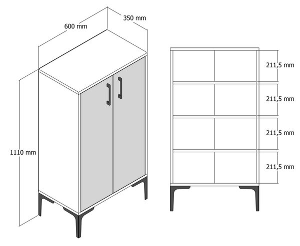 Hanah Home Botník Prag 60x111 cm ořech/antracit