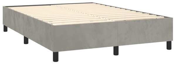 Box spring postel s matrací a LED světle šedá 140x190 cm samet 3136359