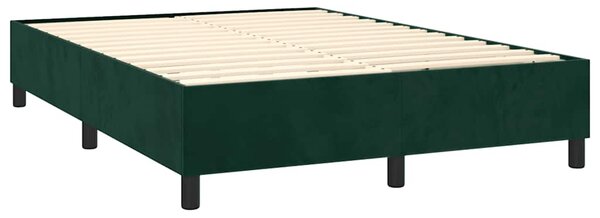 Box spring postel s matrací a LED tmavě zelená 140x190 cm samet 3136302