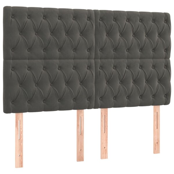 Box spring postel s matrací a LED tmavě šedá 140x200 cm samet 3136306