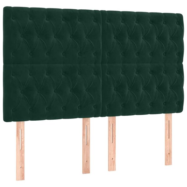 Box spring postel s matrací a LED tmavě zelená 140x190 cm samet 3136302