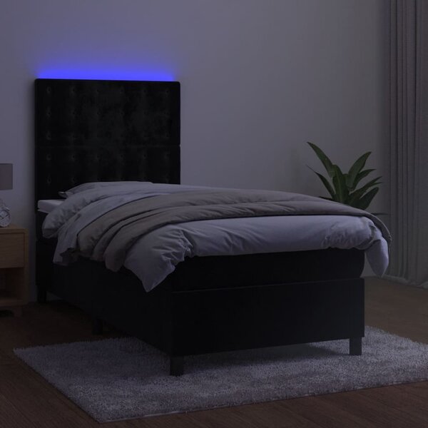 Box spring postel s matrací a LED černá 80 x 200 cm samet 3136331