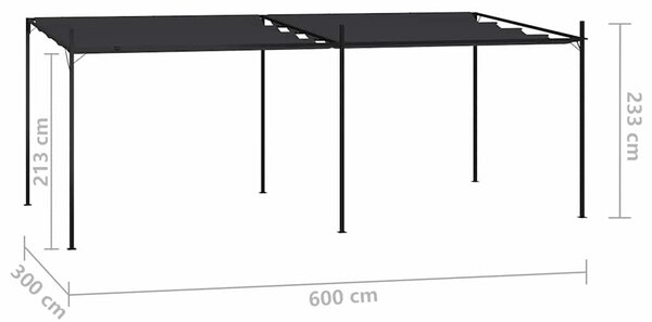 Altán se zatahovací střechou 600 x 300 x 233 m antracitový 313634