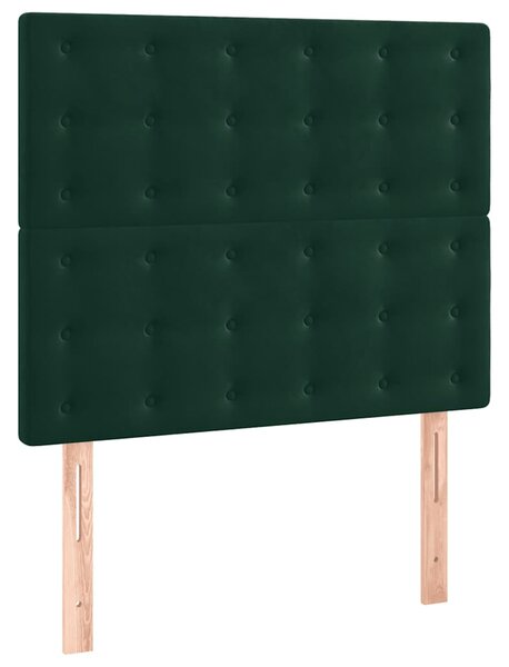 Box spring postel s matrací a LED tmavě zelená 120x200 cm samet 3136356