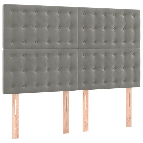 Box spring postel s matrací a LED světle šedá 140x190 cm samet 3136359