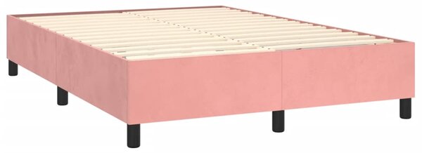 Box spring postel s matrací a LED růžová 140x190 cm samet 3136364