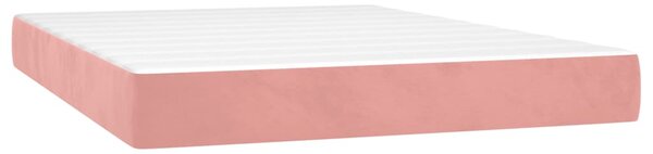 Box spring postel s matrací a LED růžová 140x190 cm samet 3136364