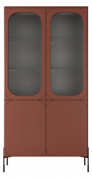 Vitrína Sonatia 100 cm čtyřdveřová - burgundská