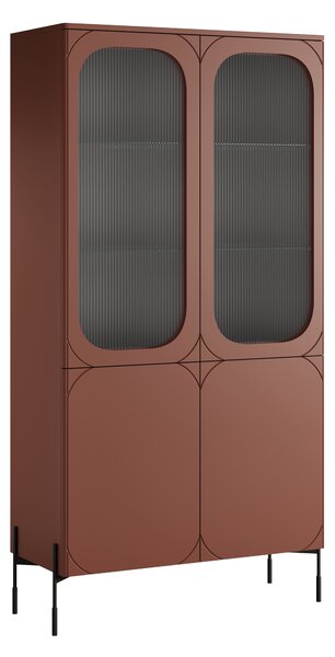 Vitrína Sonatia 100 cm čtyřdveřová - burgundská