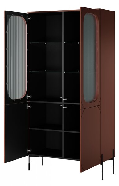 Vitrína Sonatia 100 cm čtyřdveřová - burgundská