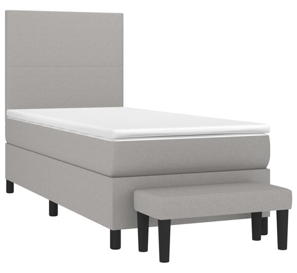 Box spring postel s matrací světle šedá 80 x 200 cm textil 3136389