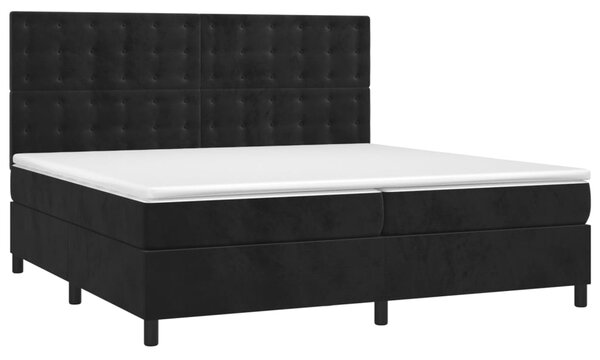 Box spring postel s matrací a LED černá 200x200 cm samet 3136385
