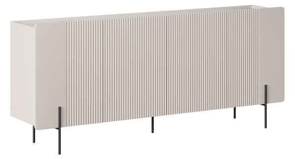 Komoda Malmi 200 cm čtyřdveřová - kašmír / crema bianca / černé nohy
