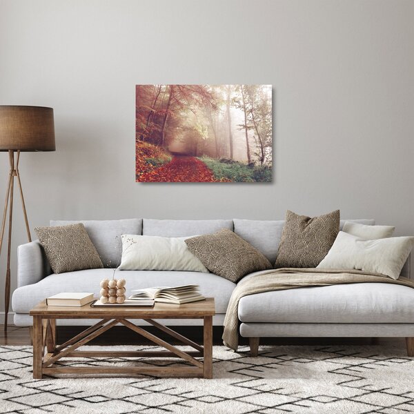 Skleněný obraz - Podzimní procházka lesem (70x50 cm)