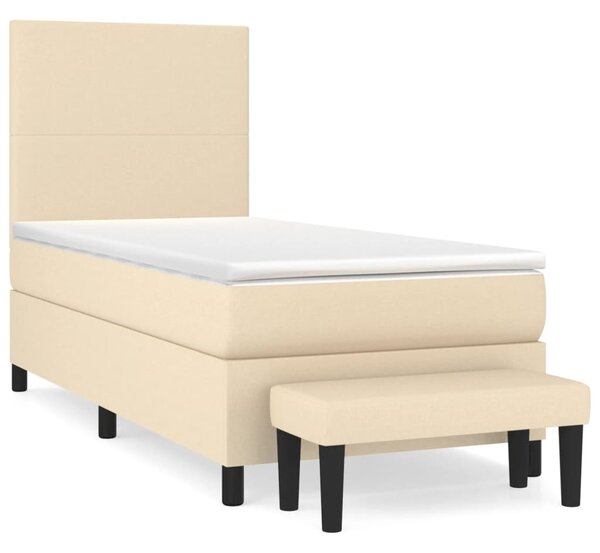 Box spring postel s matrací krémová 90x190 cm textil 3136402