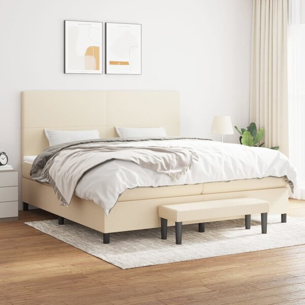 Box spring postel s matrací krémová 200x200 cm textil 3136466