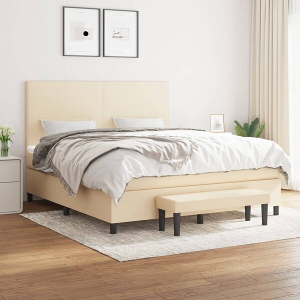 Box spring postel s matrací krémová 180x200 cm textil 3136458