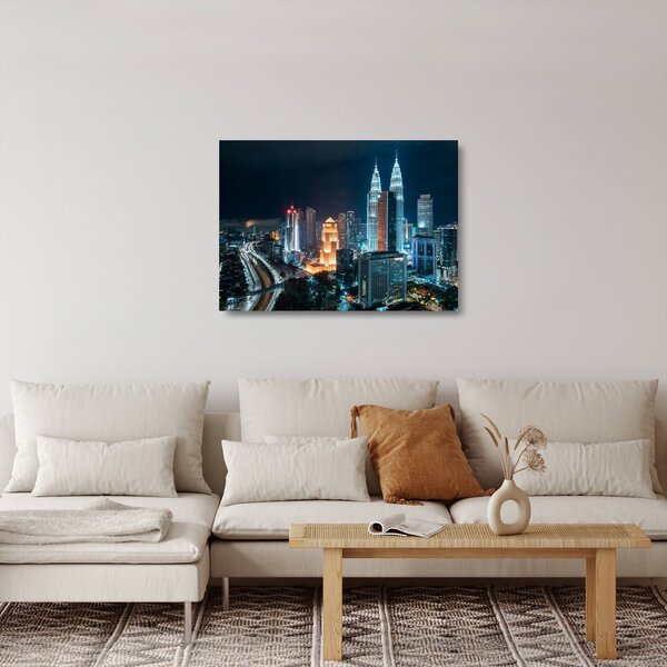 Skleněný obraz - Noc v Kuala Lumpur (70x50 cm)