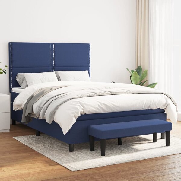 Box spring postel s matrací modrá 140x190 cm textil 3136515