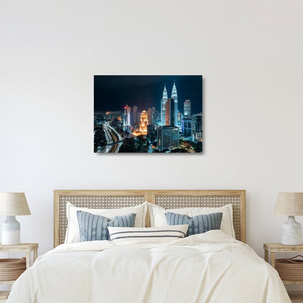 Skleněný obraz - Noc v Kuala Lumpur (70x50 cm)