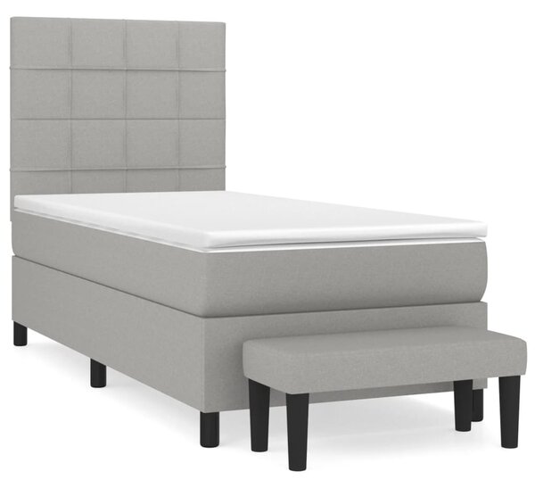 Box spring postel s matrací světle šedá 80 x 200 cm textil 3136549