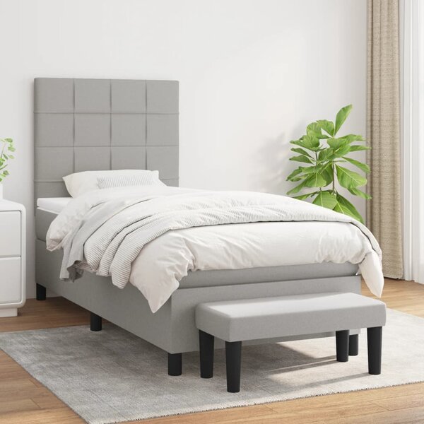 Box spring postel s matrací světle šedá 80 x 200 cm textil 3136549