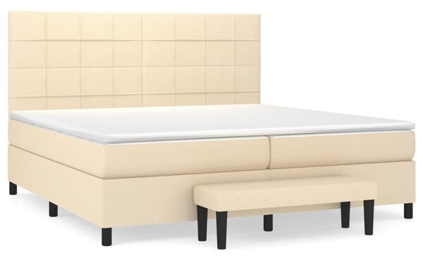 Box spring postel s matrací krémová 200x200 cm textil 3136626